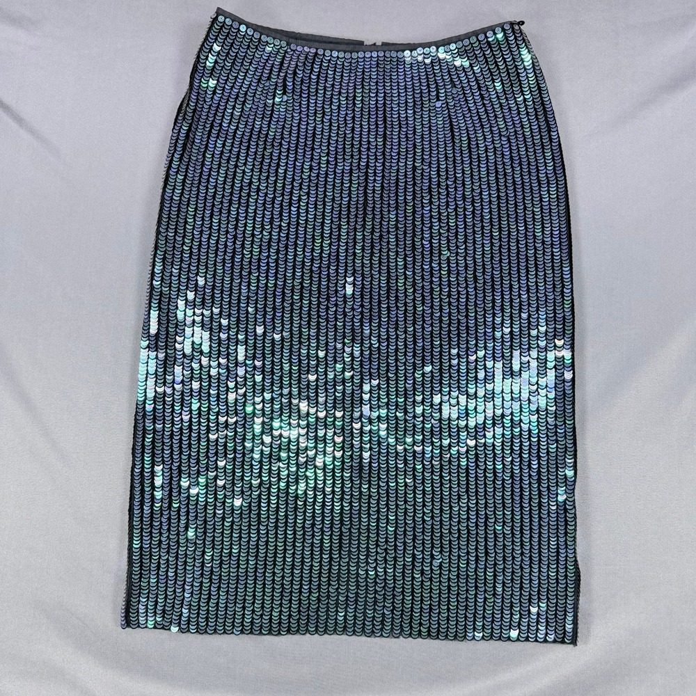 Unbranded Womens S Iridescent Teal Black‎ Sequin Pencil Midi Skirt Party Mermaid